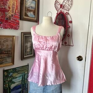 fashion bug silky pink babydoll tank top vintage rare
